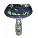 Mexican Talavera Pedestal Sink Lillies