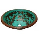 Hand Painted  Copper Vessel Sink Round Roses