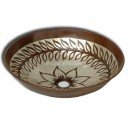 Hand Painted Copper Vessel Sink Round Flowers and Leaves