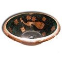 Hand Painted Copper Sink Round Peacock