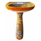 Mexican Talavera Pedestal Sink Acapulco Oro