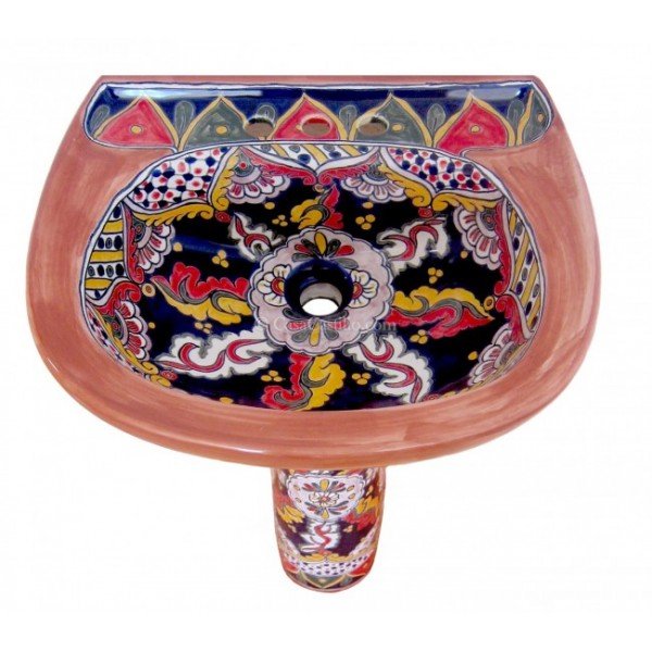 Mexican Talavera Pedestal Sink San Patricio