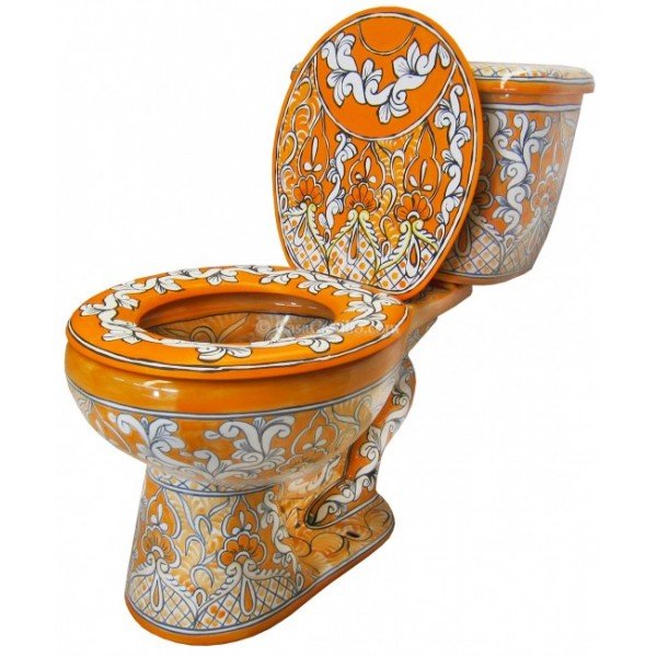 Mexican Talavera Toilet Set Acapulco Oro